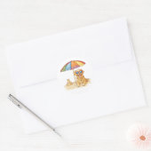 Goud Retriever Strand Hond Ronde Sticker (Envelop)