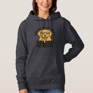 Goud Retriever T-shirt met Retro Zonnebril Hond A
