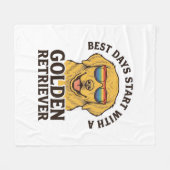 Goud Retriever T-shirt met Retro Zonnebril Hond A Fleece Deken (Voorkant (Horizontaal))