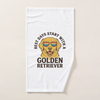Goud Retriever T-shirt met Retro Zonnebril Hond A Handdoek