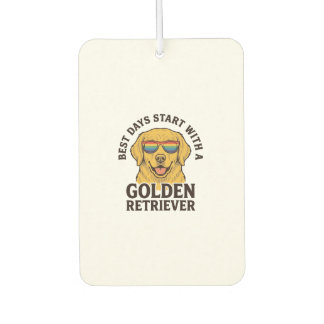 Goud Retriever T-shirt met Retro Zonnebril Hond A Luchtverfrisser