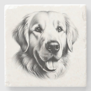Goud Retriever tekenen Stenen Onderzetter