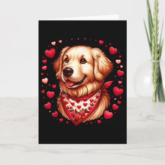 Goud Retriever Valentijnsharten Hond  Kaart (Voorkant)
