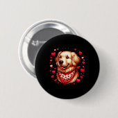 Goud Retriever Valentijnsharten Hond Ronde Button 5,7 Cm (Voorkant /achterkant)