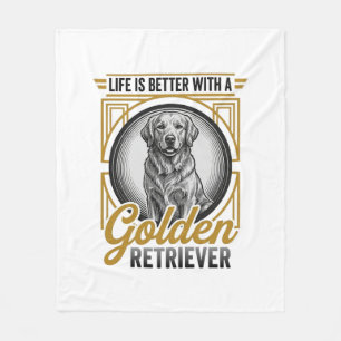 Goud Retriever Vintage Gravure Hond Liefhebber Shi Fleece Deken