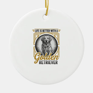 Goud Retriever Vintage Gravure Hond Liefhebber Shi Keramisch Ornament