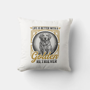 Goud Retriever Vintage Gravure Hond Liefhebber Shi Kussen