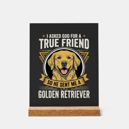 Goud Retriever Ware Vriend Hond Acryl Bord (Voorkant)