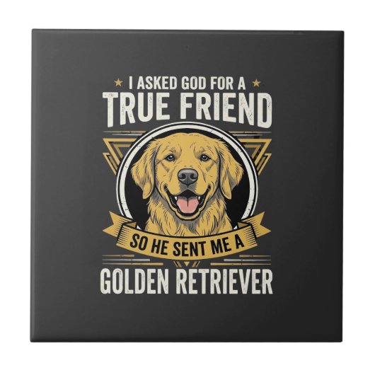 Goud Retriever Ware Vriend Hond Tegeltje (Voorkant)