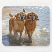 Goud Retrievers met een Stok Muismat (Voorkant)
