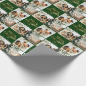 Goud Retro Vrolijk Kerstgezin 3 Fotocollage Cadeaupapier (Hoek)