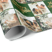 Goud Retro Vrolijk Kerstgezin 3 Fotocollage Cadeaupapier (Rol Hoek)