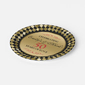 Goud Rhomboïde en rode zilveren Jubileum Papieren Bordje (Gekanteld)