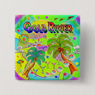 Goud Rivier Mind Focus Knop Vierkante Button 5,1 Cm
