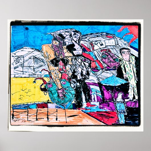 goud rivier tekening poster (Voorkant)