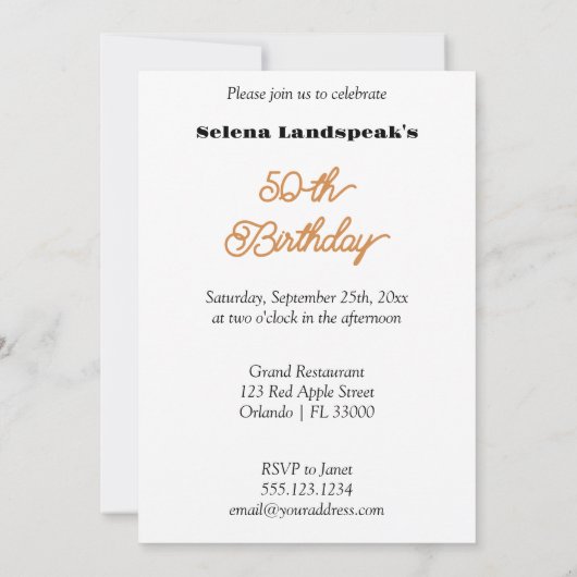 Goud, Rode Ballonnen & Zijde Lint 50ste Verjaardag Kaart (Achterkant)