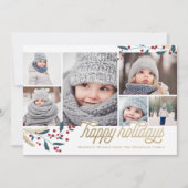 Goud Rode Bessen 6 Foto Collage Feestdagenkaart (Voorkant)