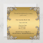 Goud Rode Bloemrijke Frame Feest Uitnodiging Goud (Achterkant)