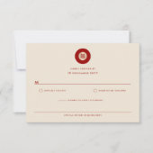 Goud/Rode Cirkel Dubbele Geluk Chinese Bruiloft RSVP Kaartje (Voorkant)