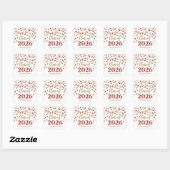 Goud Rode Confetti Afstuderen 2026  Vierkante Sticker (Vel)