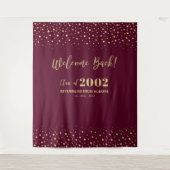 Goud & Rode Confetti Klassereünie Feest Achtergron Wandkleed (Voorkant)