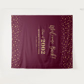 Goud & Rode Confetti Klassieker Reünie Feest Achte Wandkleed (Voorkant (horizontaal))