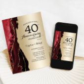 Goud Rode Elegante 40e verjaardag Kaart