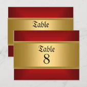 Goud Rode Huwelijk Tafel Nummers Goud Rood Briefkaart (Voorkant / Achterkant)