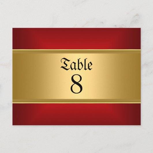 Goud Rode Huwelijk Tafel Nummers Goud Rood Briefkaart (Voorkant)