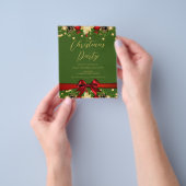 Goud Rode Lint Glitter Kerstmis Bedrijfs Groen  Flyer (Hand)