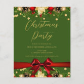 Goud Rode Lint Glitter Kerstmis Bedrijfs Groen  Flyer (Voorkant)