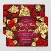 Goud Rode Rozen Bloem Moderne Boho Kaart (Voorkant / Achterkant)