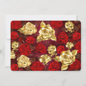 Goud Rode Rozen Bloem Moderne Boho Kaart (Achterkant)