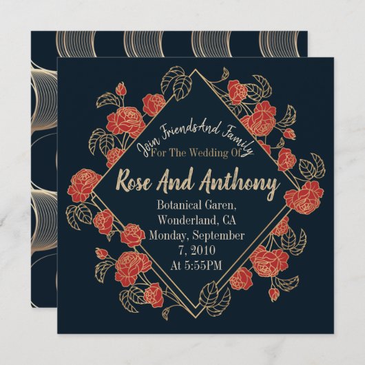 Goud/Rode Rozen Kaart (Voorkant / Achterkant)