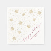 Goud & Rode Sneeuwvlokken Kerstmis Feest Servet (Voorkant)