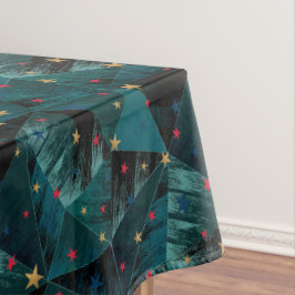 Goud, rode sterren op blauw tafelkleed