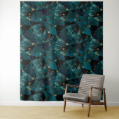 Goud, rode sterren op blauw wandkleed (In situ)