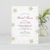 Goud & Rode Winter Kerst Bruiloft Bruidsfeest  Kaart (Staand voorkant)