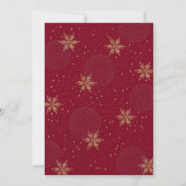 Goud & Rode Winter Kerst Uitnodiging voor Verlovin (Achterkant)
