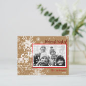 Goud & Rode Winter Warme Wensen Vakantie Moderne F Feestdagenkaart (Staand voorkant)