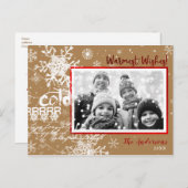 Goud & Rode Winter Warme Wensen Vakantie Moderne F Feestdagenkaart (Voorkant / Achterkant)