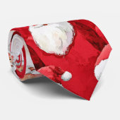 Goud Rode Witte Joviale Kerstman Stropdas (Opgerold)
