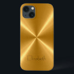 Goud roestvrij staal iPhone 13 hoesje<br><div class="desc">Goud Roestvrij staal Metaal. Verwijder of wijzig Elizabeth voordat je een object koopt. Het ontwerp is beschikbaar op andere producten.</div>