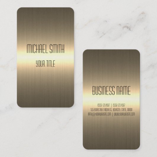 Goud roestvrij staal Metaalkijk Visitekaartje (Voorkant / Achterkant)