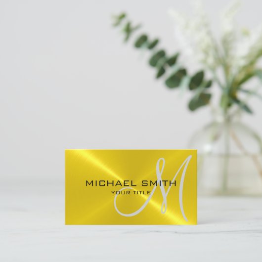 Goud roestvrij staalmonogram visitekaartje (Staand voorkant)