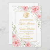 Goud Romantisch Roze Bloemen Islamitische Moslim H Kaart (Voorkant / Achterkant)