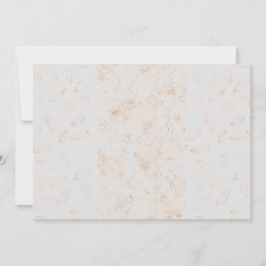 Goud Romantische Bloemen Doop Dank u kaart (Achterkant)