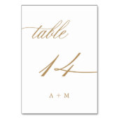 Goud Romantische Kalligrafie Bruiloft Nummer 14, Kaart (Achterkant)