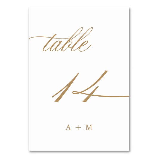 Goud Romantische Kalligrafie Bruiloft Nummer 14, Kaart (Achterkant)
