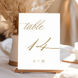 Goud Romantische Kalligrafie Bruiloft Nummer 14, Kaart<br><div class="desc">Tabel 14. Controleer alle beschikbare nummers. | Romantisch en elegant swirly kalligrafie trouwtafel nummer met monogrammen. Voor meer geavanceerde aanpassing van dit ontwerp,  klikt u op de BLUE DESIGN TOOL BUTTON hierboven!</div>